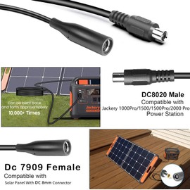 for Jackery 1000V2/1500/2000 V2 Pro Plus Extension Cable 16.5Ft DC7909-to-DC8020 Extension Cord fit Jackery SolarSaga Solar Panel to Jackery Explorer Pro & Plus Series Portable Power Station Generator