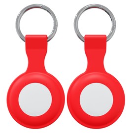 Blaspins Silicone Case for AirTags (2 Pack), Protective Tracker Lightweight Soft Protective Skin Cover Accessories Finder Holder Key Chain Anti-Loss Compatible with 2021 Apple AirTags - Red (2 Pack)