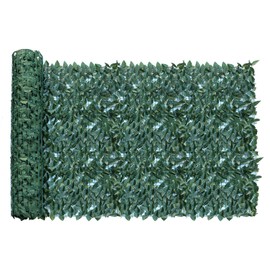 Windscreen4less 4'x8' Faux Leaf Privacy Fence Screen Artificial Laurel Leaves Fence Cover Wall Decoration for Patio Porch Deck Balcony Yard Indoor Outdoor (Dark Green)