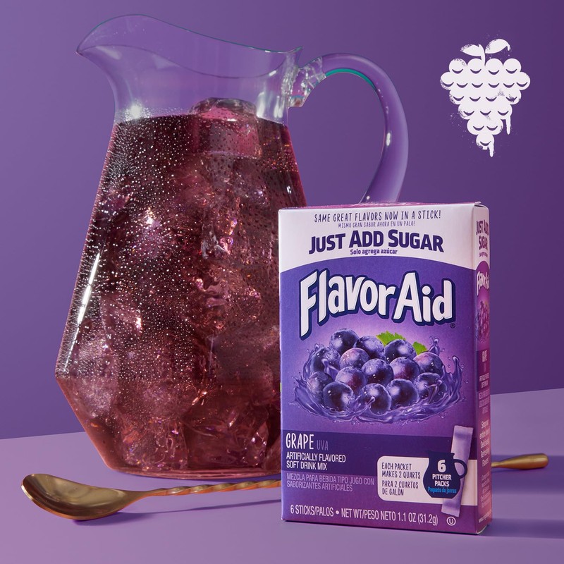 Flavor Aid Grape Unsweetened Drink Mix Pitcher Packets, 2 Quart