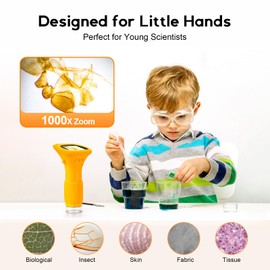 PregDoc Microscope for Kids, 1000X Handheld Digital Microscope with 2" IPS Screen & Video Recording, Including 16GB Card, Science Educational Gifts for Boys Girls Ages 3+