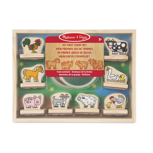Melissa & Doug My First Wooden Stamp Set - Animals | Arts & Crafts | Stamp Sets & Stencils | 3+ | Gift for Boy or Girl