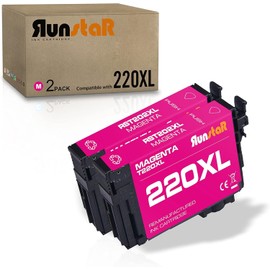 Run Star 2 Pack 220XL Magenta Remanufactured Ink Cartridge Replacement for Epson 220XL T220XL use for Epson Workforce WF-2760 2750 2660 2650 2630 Expression Home XP-320 420 424 Printer (2 Magenta)