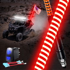 VISWIKER 1PC 4FT Upgrade Brightness Red COB Whip Lights, Quick Install and Removal, Durable and Weather Resistant, Perfect for Truck, ATV, UTV, Boat, Polaris RZR, Can-Am Maverick X3