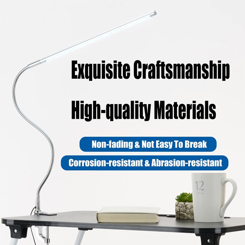 Brokimis Desk Light with Clamp, USB LED 8W Clip Nail