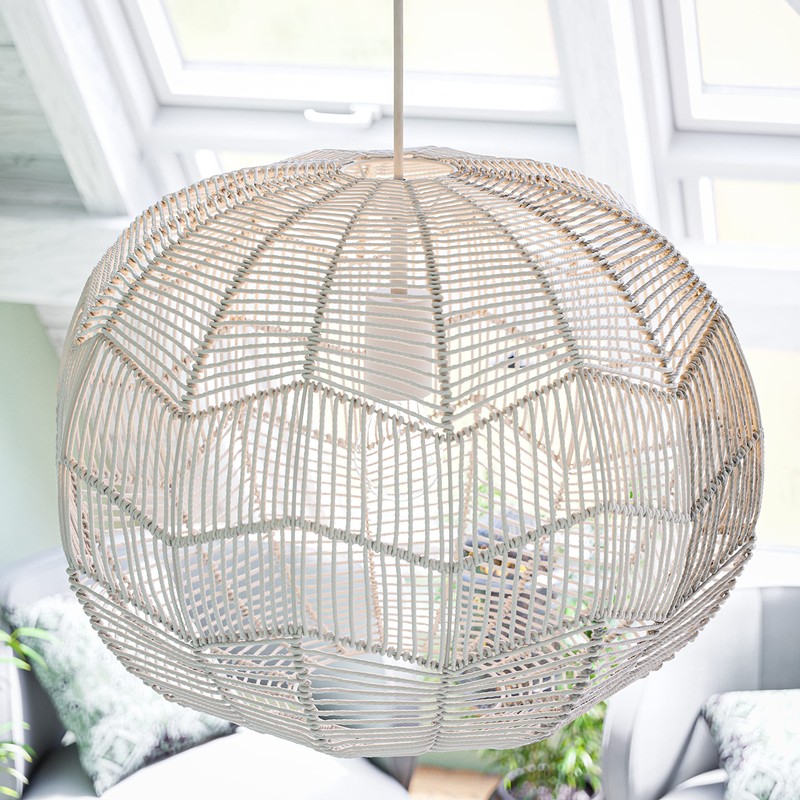 Kenroy Home 94149WH Snaggle 1 Light Rattan Pendants, Large, White