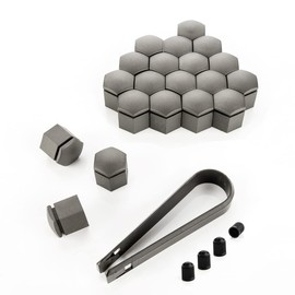 LST 20x Felgen Radschraube Abdeckkappen Sechskant Kappen Set 19 mm grau Matt