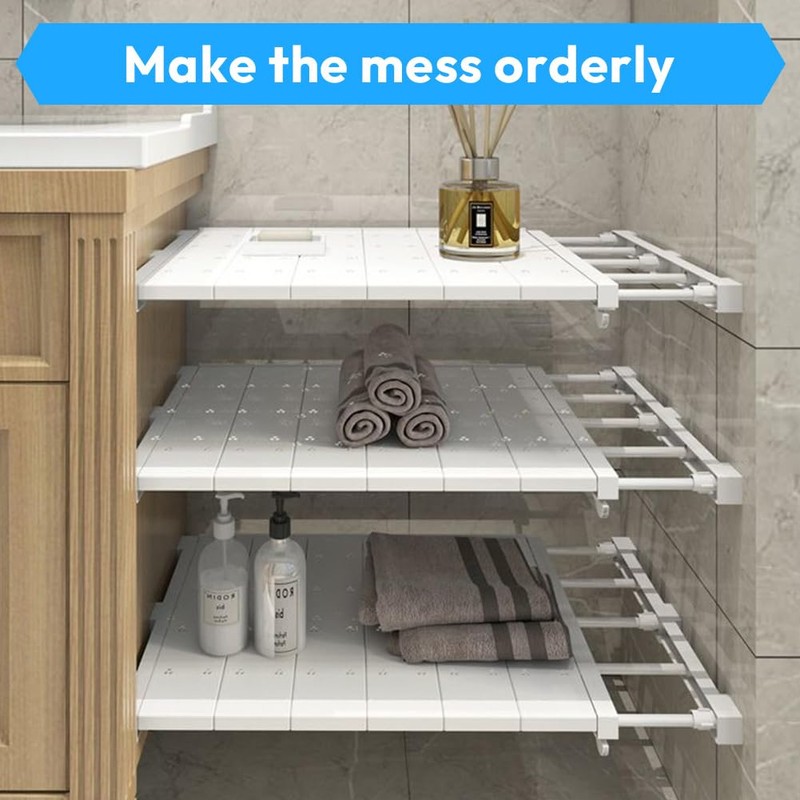 Adjustable Shelves for Cupboard, Expandable Cupboard Shelf Tension Rod, Adjustable