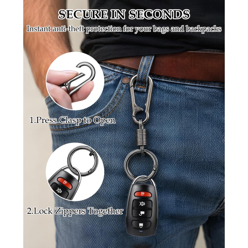 DAWZMR 18 Pcs Zipper Clips Anti Theft, Double Opening Small