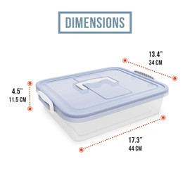 Chef Pomodoro Large Pizza Dough Proofing Box Kit 2-Pack, 17 x 13-Inch, Pizza Dough Container, Fits 6-8 Dough Balls, 2 Trays and 2 Covers, Household Pizza Dough Tray With Convenient Carry Handle (Blue)
