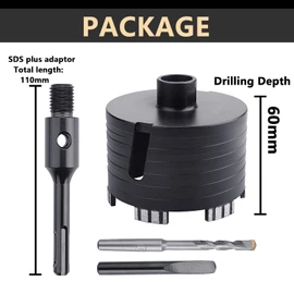 162mm / 6-3/8 inch Diamond Dry Core Drill Bit with SDS Plus Adapter, Concrete Core Drill Bit for Dry/Wet Drilling Granite Marble Masonry Concrete Brick Stone and Block (162mm (6-3/8 inch))