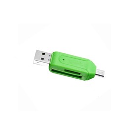 Micro USB2.0 Card Reader 2 in 1OTG Adapter Micro Portable Memory Card Reader for SD, Micro SD, SDXC, SDHC, Micro SDHC, Micro SDXC(Green)