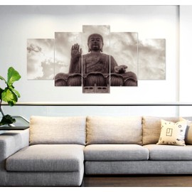 PRINTELLIGENT Multiple Frames Printed 5 Piece Lord Buddha Blessing (10 inch x 20 inch)