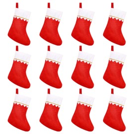 CCINEE Christmas Stockings for Christmas DIY Accessories Hanging Red Non-woven Fabric with Gold Edge Opening Width 7.5 inch
