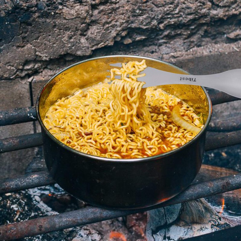 Tibest 2 in 1 Titanium Spoon and Fork Combo Backpacking
