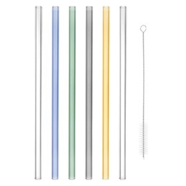 PATIKIL 12 Inch Borosilicate Glass Tubes, 6 Pcs12mm OD 2mm Thick Glass Blowing Tubes Straight Pipe with Cleaning Brush for Laboratory Glass Making, 5 Color