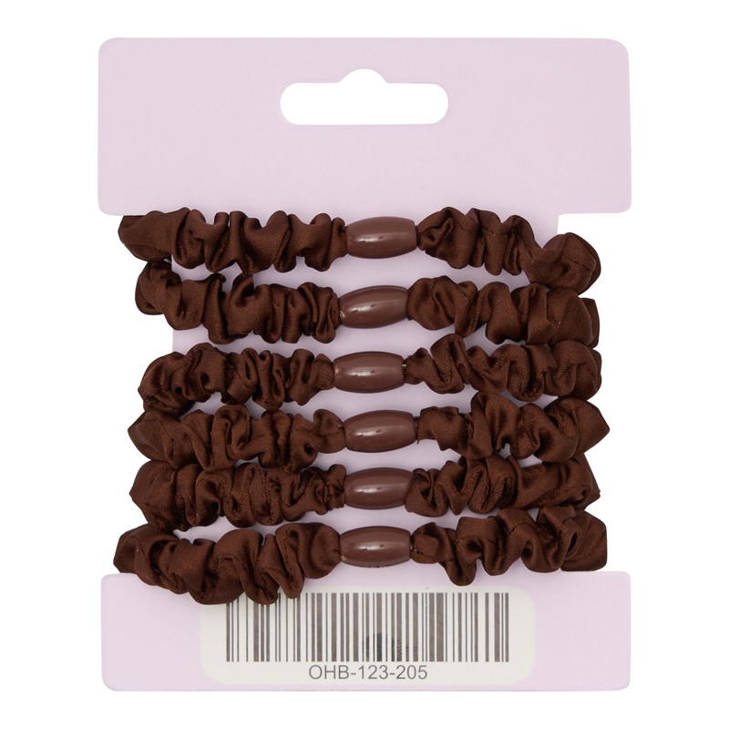 Oz Essentials Small Scrunchie 6 Pack - Brown