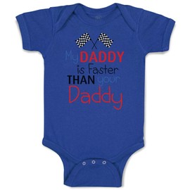 Cute Rascals Baby Bodysuit My Daddy Is Faster than Your Daddy Race Car Dad Father's Day Boy & Girl Baby Clothes Funny Cotton Royal Blue Design Only Newborn