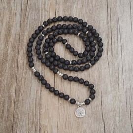 Tree of Life Charm 108 Mala Prayer Beads Bracelet Healing Calming Mala Necklace for Yoga Meditation Practice, Stone