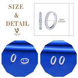 CPSLOVE Elegant Women's Earrings 925 Sterling Silver Hoop Earrings Girls Fashion Hoop Earrings with Zirconia Hoop Diameter 1.2 cm, Sterling Silver, Cubic Zirconia