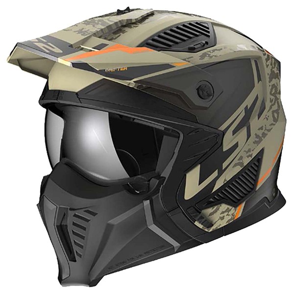 LS2 Helmets Open Face Drifter Helmet (Devor Matte Sand/Orange -