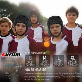 Surlim Rugby Helmet Headguard Headgear for Soccer Scrum Cap Soft Protective Helmet for Kids Youth (Blue, Large)