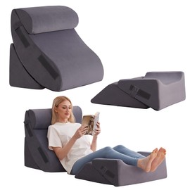 Ahpmeoa 5Pcs Orthopedic Bed Wedge Pillow Set for After Surgery, Adjustable Wedge Pillow for Acid Reflux Relief, Bed Wedge Pillow Post Surgery, Memory Foam Wedge Pillows for Sleeping, Short Plush