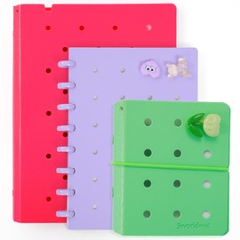 Set of 3 Notebooks with Decorative Toy – DIY Customizable Covers for Kids & Adults, Perfect for Journals, Crafting, and Personalization – Ideal Gift Idea, Purple Spiral, 80 Sheets