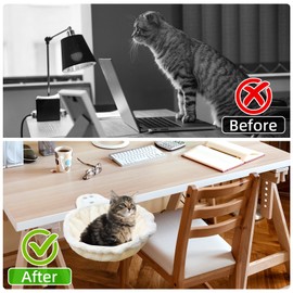 Penunentily Cat Desk Bed, Nest - Shaped Cat Bed, The Sturdy Cat Hammock for Your Desk Mount (Beige)