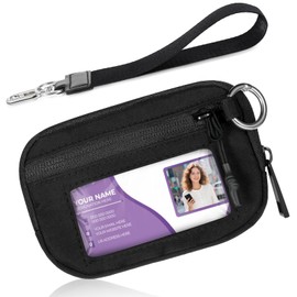 Josojoou The Iris Wallet for Women, Mini Zip Card Case, Water Proof Wristlet Wallet, Compact Coin Purse With Clear ID Window, Lightweight Portable Keychain Purse