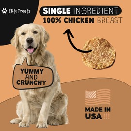 Elite Treats Chicken Chips 12 oz, Dehydrated Chicken Dog Treats, All Natural, Single Ingredient, USA Made, for Small to Large Dogs