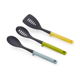 Joseph Joseph Duo 3-piece Utensil Set with Integrated Tool Rest, Hygienic Cooking Kitchen Utensils Set for use with Non-Stick cookware, Opal