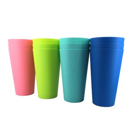 32-ounce Plastic Tumblers Reusable Dishwasher Safe BPA Free Set of 12 Multi-Color Large Drinking Cups
