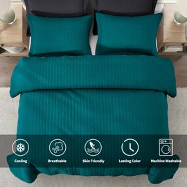 Maple&Stone Quilt Set King Size, Lightweight Teal Bedspread Ultrasonic Chevron Pattern Light Coverlet for All Season Comforter Bedding Decor - 3 Piece King Bed Cover Sets