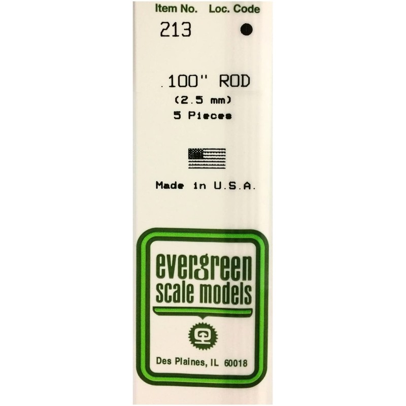 Evergreen 70EG213 Scale Model Plastic Rod, Rod, Diameter 0.1 inches