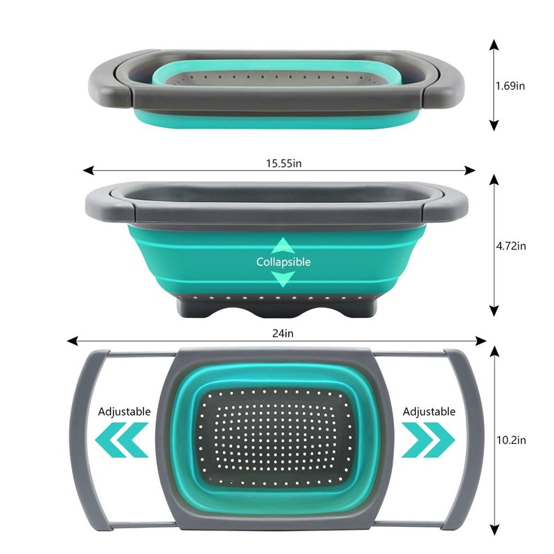 Qimh Colander collapsible, Colander Strainer Over The Sink Vegetable/Fruit Colanders