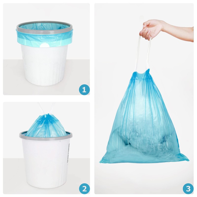 15L Garbage Bags Drawstring, Extra Strong Small Garbage Bag Unscented,