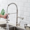 Commercial Single Handle Kitchen Sink Faucet with Pull-Down Sprayer Brushed