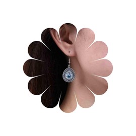 Inateannal Boho Drop Earrings Silver Turquoise Filigree Earrings Ethnic Enamel Hook Earring Vintage Tribal Turquoise Earrings Jewellery for Women and Girls, Zinc, No Gemstone