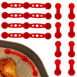 Lyreh Air Fryer Magnet Silicone Buckle, Universal Air Fryer Magnets for Securing Parchment Paper Liners Prevents Paper Burning Heat-Resistant Reusable (Red)