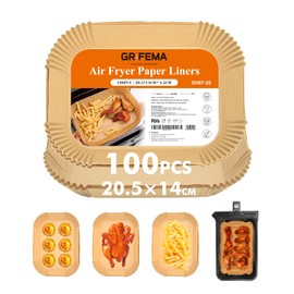 GRIFEMA Pack of 100 Baking Paper for Hot Air Fryer Ninja Double Stack XL - 20.5 x 14 cm, BPA-Free, Waterproof, Oil-Proof - Air Fryer Accessories for Cosori, Cookwise Dual Zone Hot Air Fryer