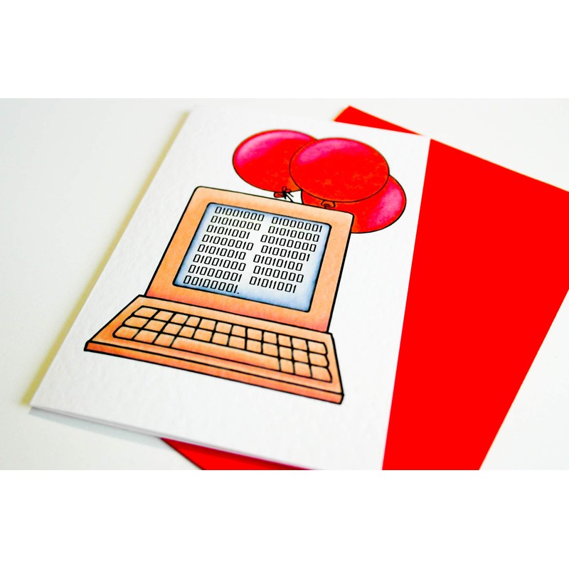HAPPY BIRTHDAY! Binary Code Birthday Card Retro Computer Themed Card