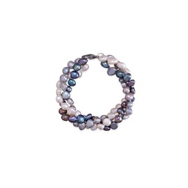 Anthony Vincent Pulsera 3 Hilos de Perlas Cultivadas con Broche Plata .925. Moda Mujer Plata- como Accesorios para Mujer. Joyeria para Mujer. Atractivos Regalos para Mujer!