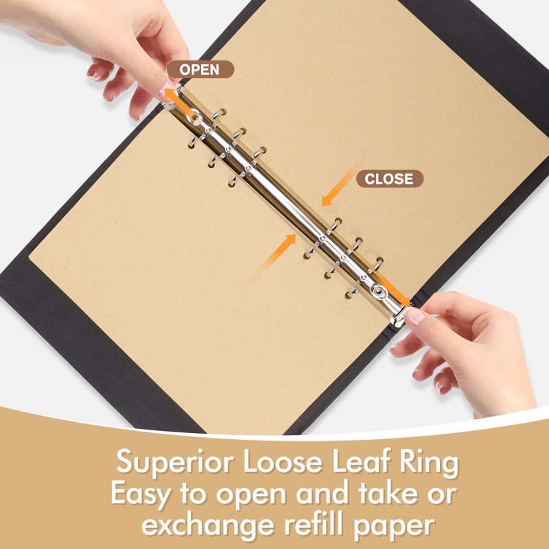 Skycase A5 Ring Binder Refillable - Black with Brown Refill