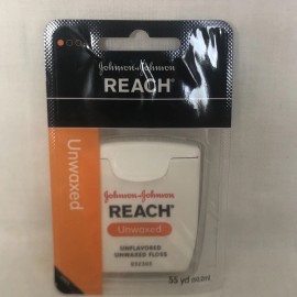 Reach Floss Unflavored Unwaxed Johnson & Johnson (1) Sealed Pack 55 Yards