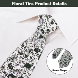 Mantieqingway Men Skinny Tie Cotton Floral Necktie for Wedding Groomsmen Tie
