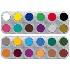 GRIMAS WMUP24 Professional Make-Up Palette Water Make-Up Palette A+B, 24 x 2.5 ml, High-Quality Children's Make-Up / Carnival Make-Up on Water-Based, Multi-Coloured
