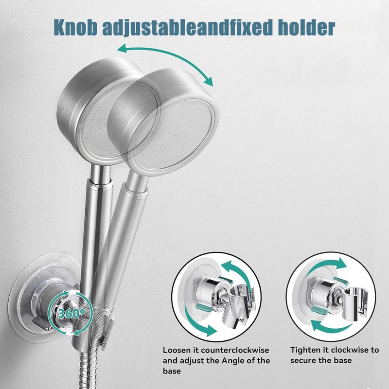 Wall Mount Hand held Shower Head Holder - 360-degree Adjustable