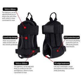 1 Pair Wrist Guards, Adjustable Protective Gear, Wrist Support for Various Sports, Snowboarding, Skating, Skateboarding, Motocross, Cycling (Black1)