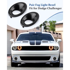 ANODZU Pair Fog Light Bezel Fit for Dodge Challenger 2015-2022 Driver and Passenger Side Fog Light Trim Replaces 68259663AA, 68259662AA | CH1038177, CH1039177 Left & Right